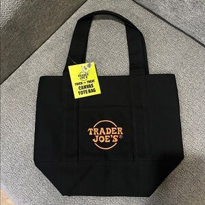 Trader Joe's Black Canvas Mini Tote Bag NWT